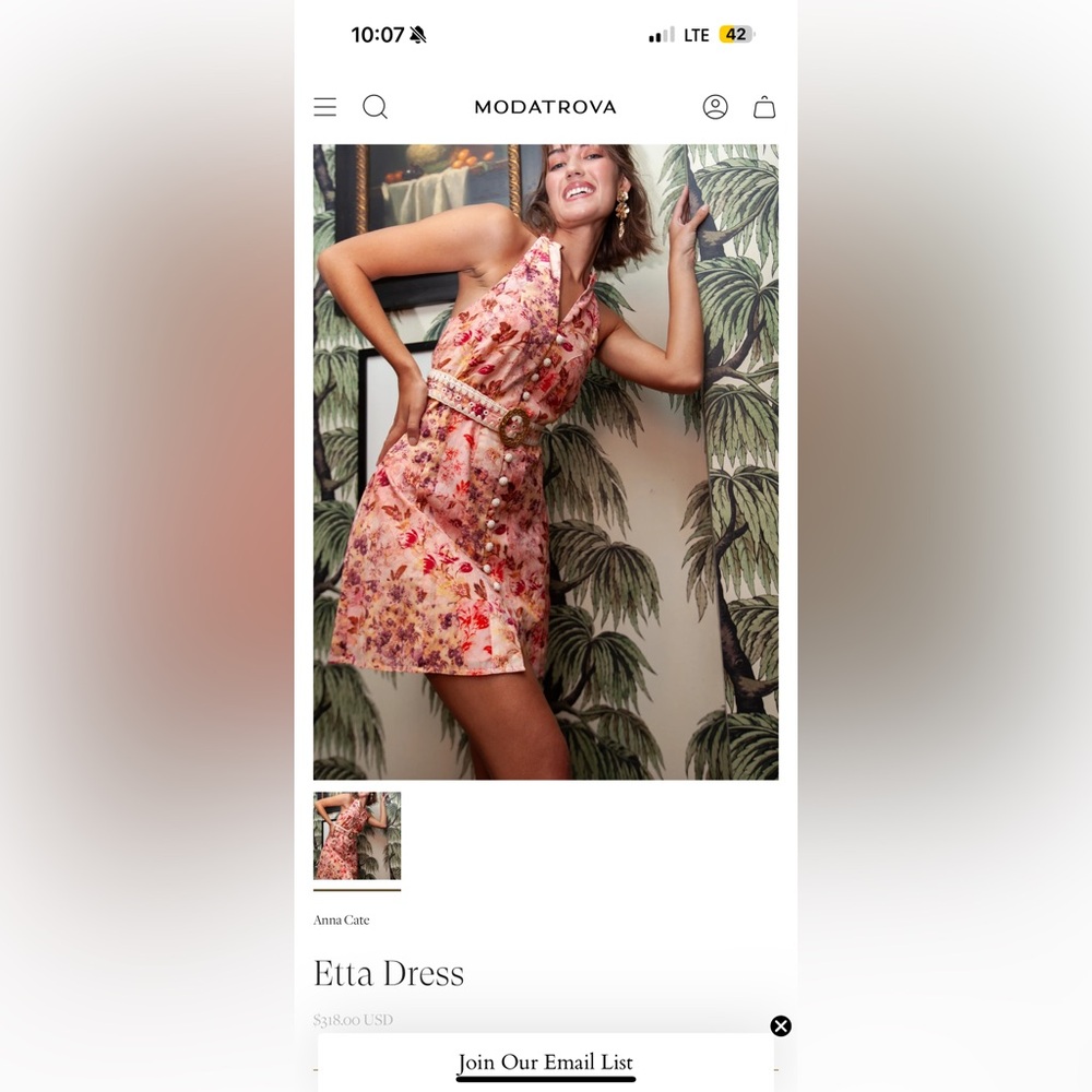 Etta Dress by Anna Cate , size XS. Worn once. Pink Ditsy